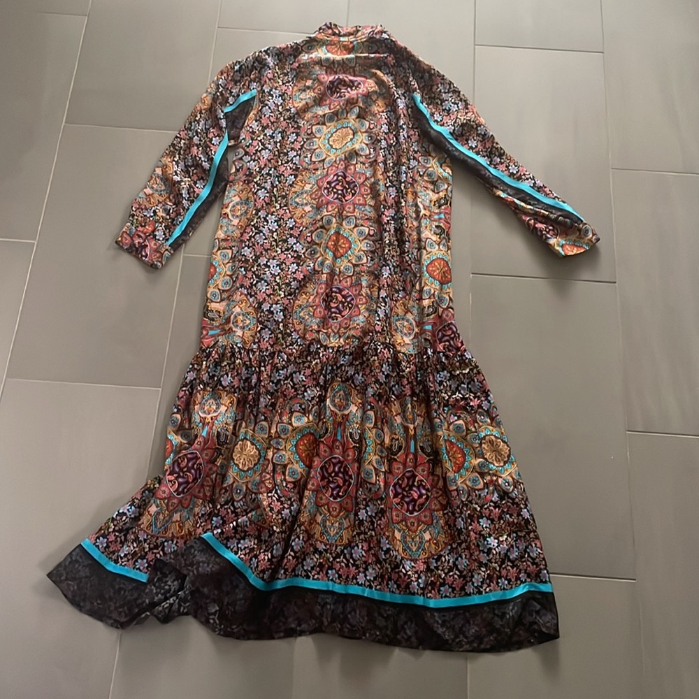 Johnny Was mandala shea silk mid dress